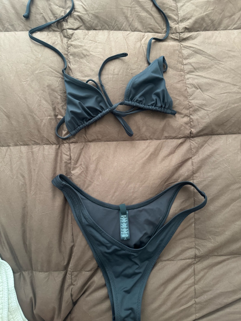 SKIMS Black Triangle String Bikini Set